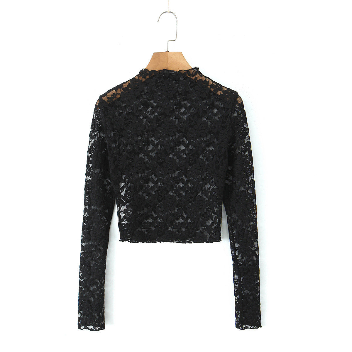 Vit spets-croptop med lång ärm – Elegant & feminin för fest och vardag