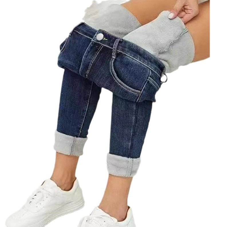 Fleecefodrade smala jeans – värme och stil i ett