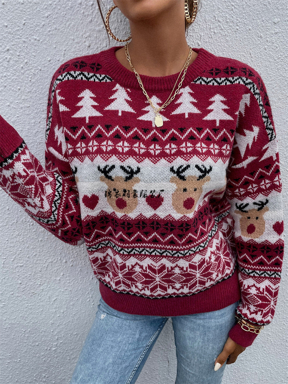 Röd Jultröja – Varm & Festlig Stickad Holiday Sweater