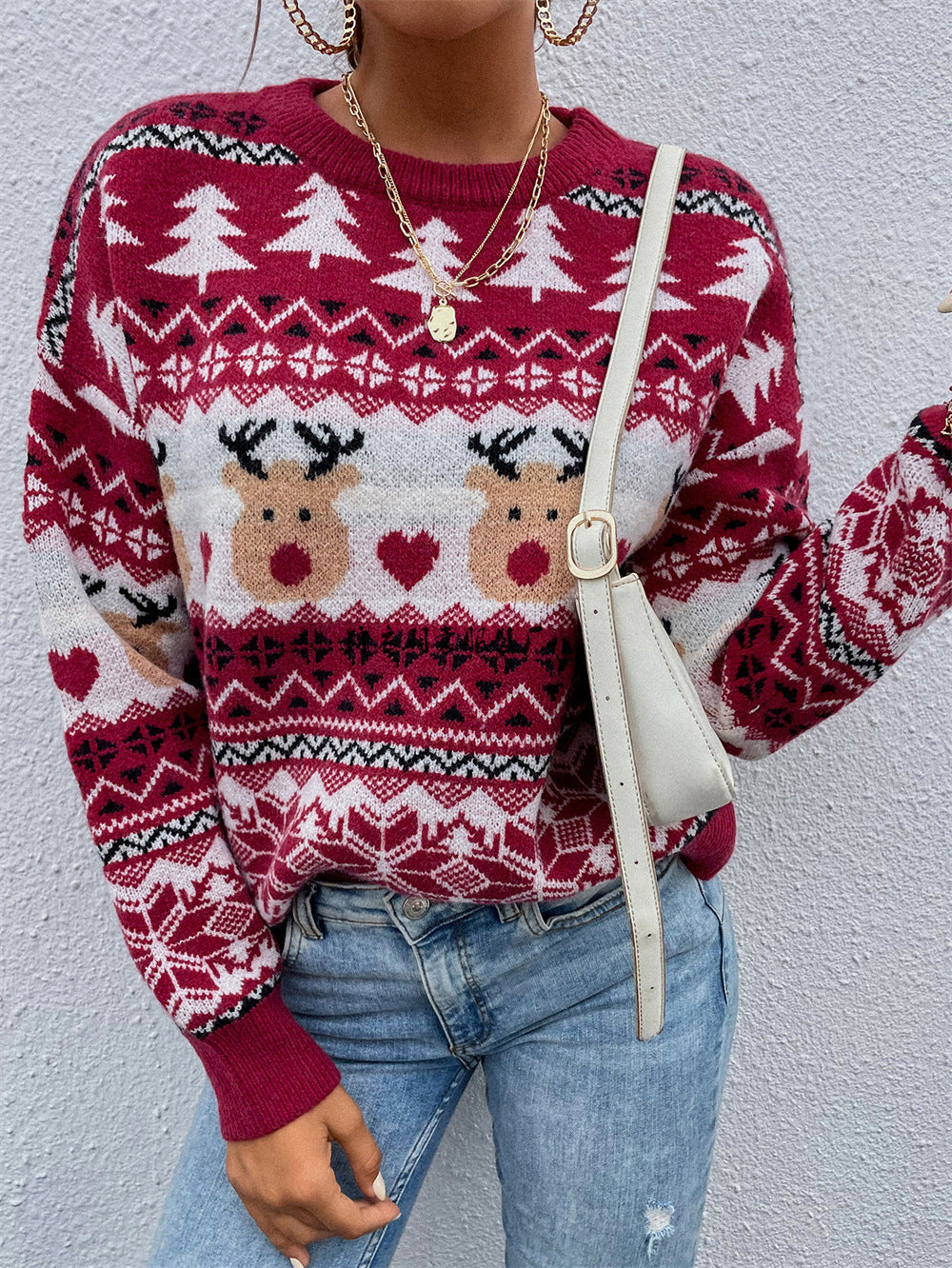 Röd Jultröja – Varm & Festlig Stickad Holiday Sweater