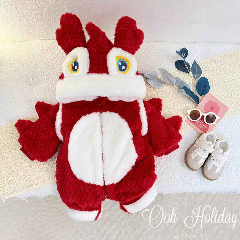 En supermjuk, luddig all-in-one-overall för bebisar och småbarn