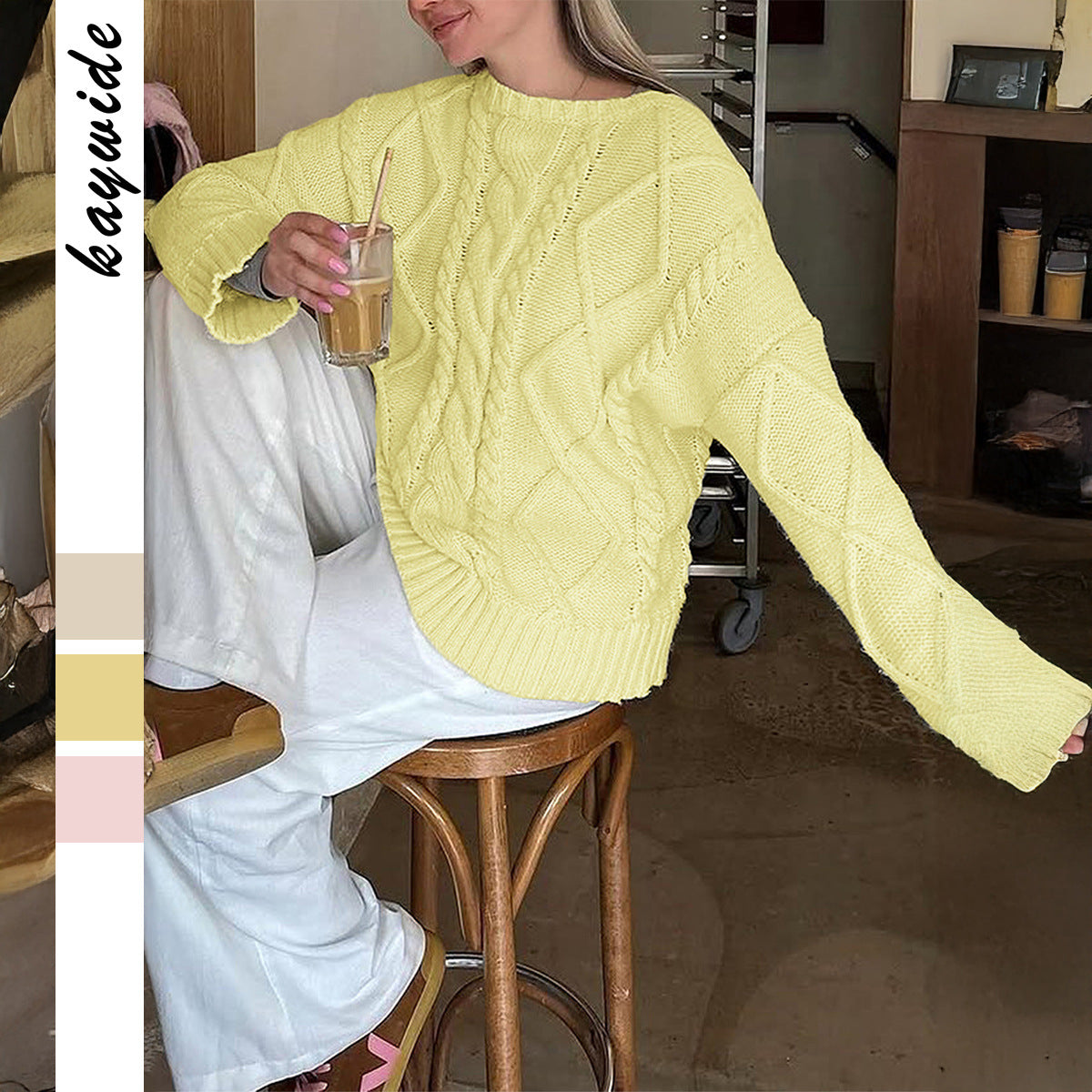 Tjock Stickad Pullover för Dam