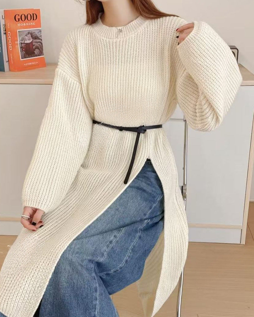 Vinteroutfit – Fransk Retroklänning med Bälte och Prinsessärmar för Dam