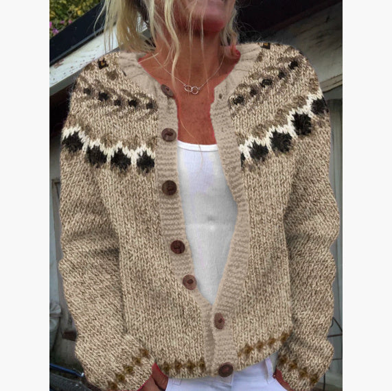 Kofta med Färgblock – Löst Sittande & Moderiktig Stickad Tröja