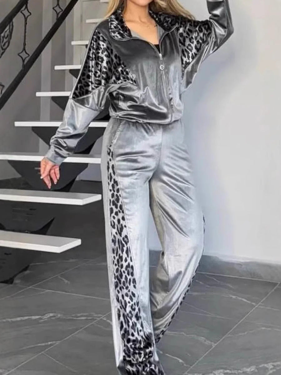 Color Blocking Long Pants Long Sleeved Home Suit Set