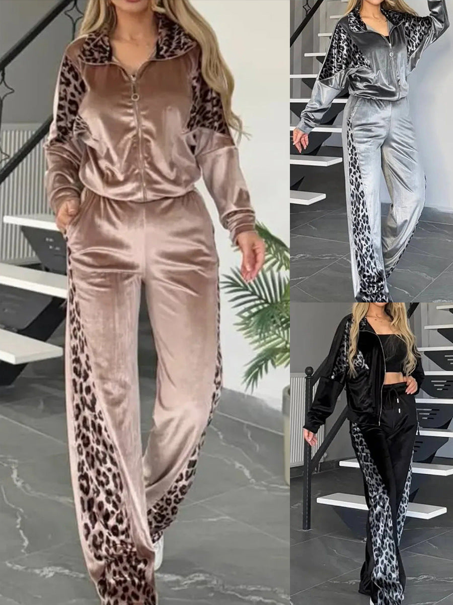 Color Blocking Long Pants Long Sleeved Home Suit Set