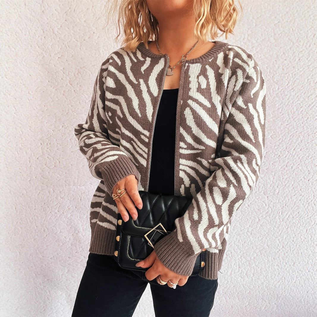 Zebrarandig damtröja – rund hals & lös passform