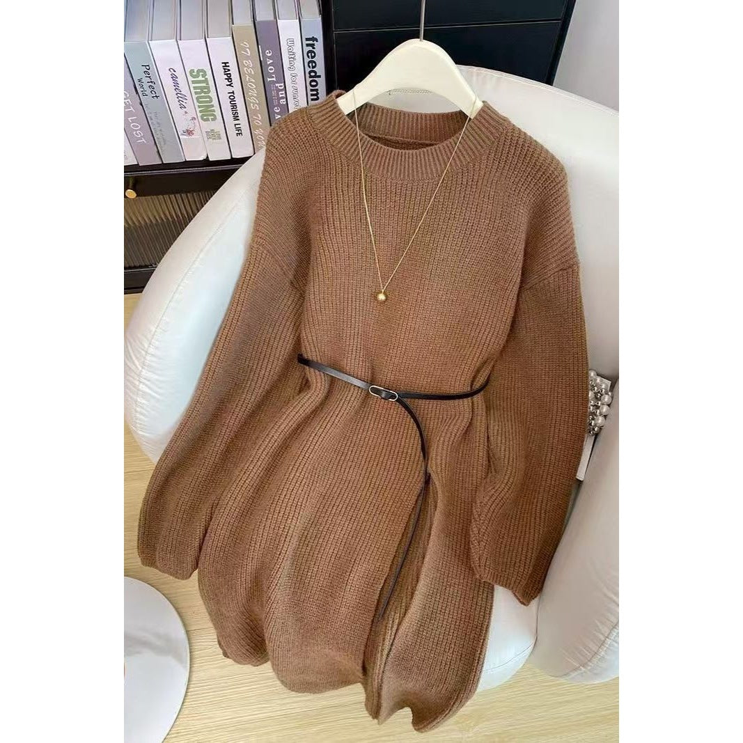 Vinteroutfit – Fransk Retroklänning med Bälte och Prinsessärmar för Dam