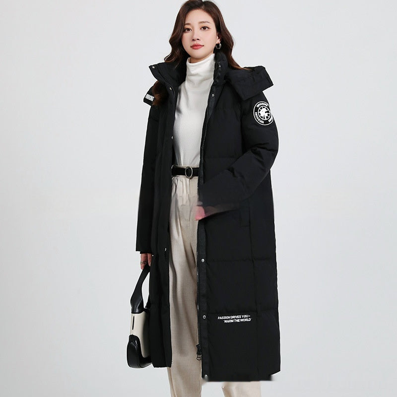 Vinterjacka Dam Mellanlång Tjock Fodrad Hoodjacka