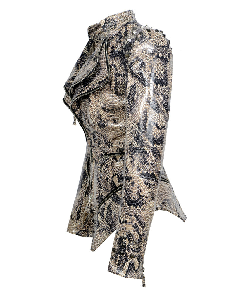 Bikerjacka för Dam – Punkig Motorcykeljacka med Nitar & Trendiga Detaljer