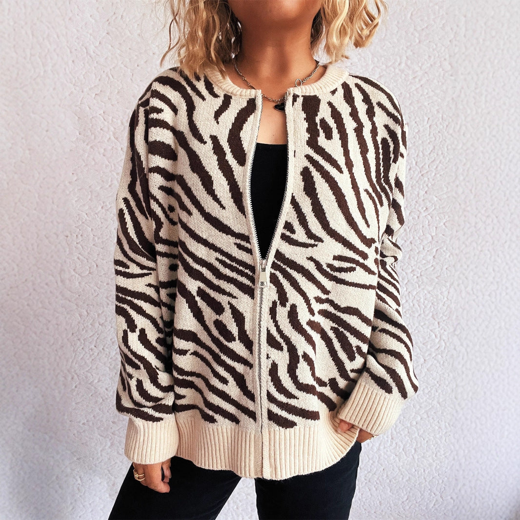 Zebrarandig damtröja – rund hals & lös passform