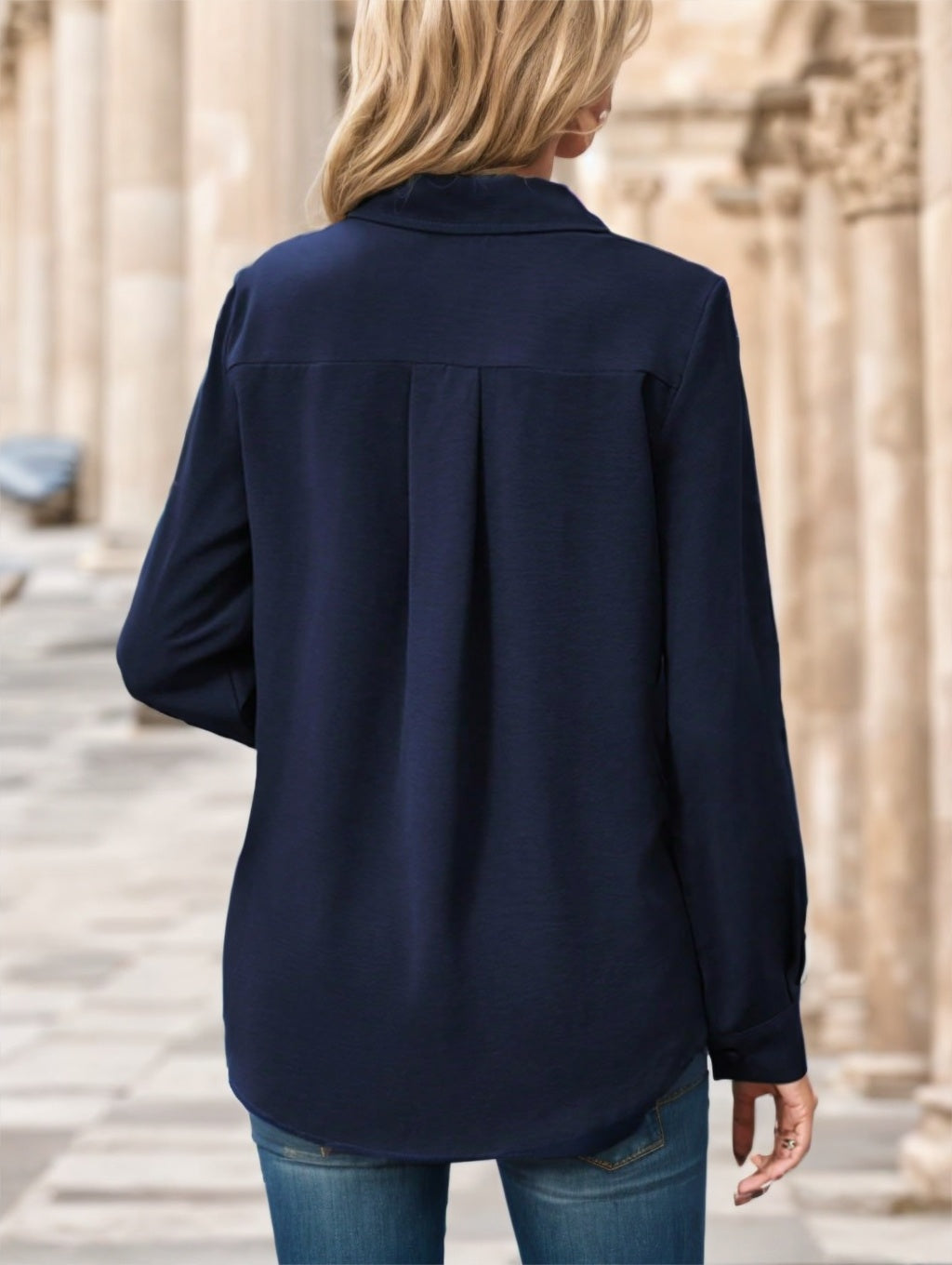 Enfärgad Damskjorta – Långärmad & Elegant | Trendig & Mångsidig