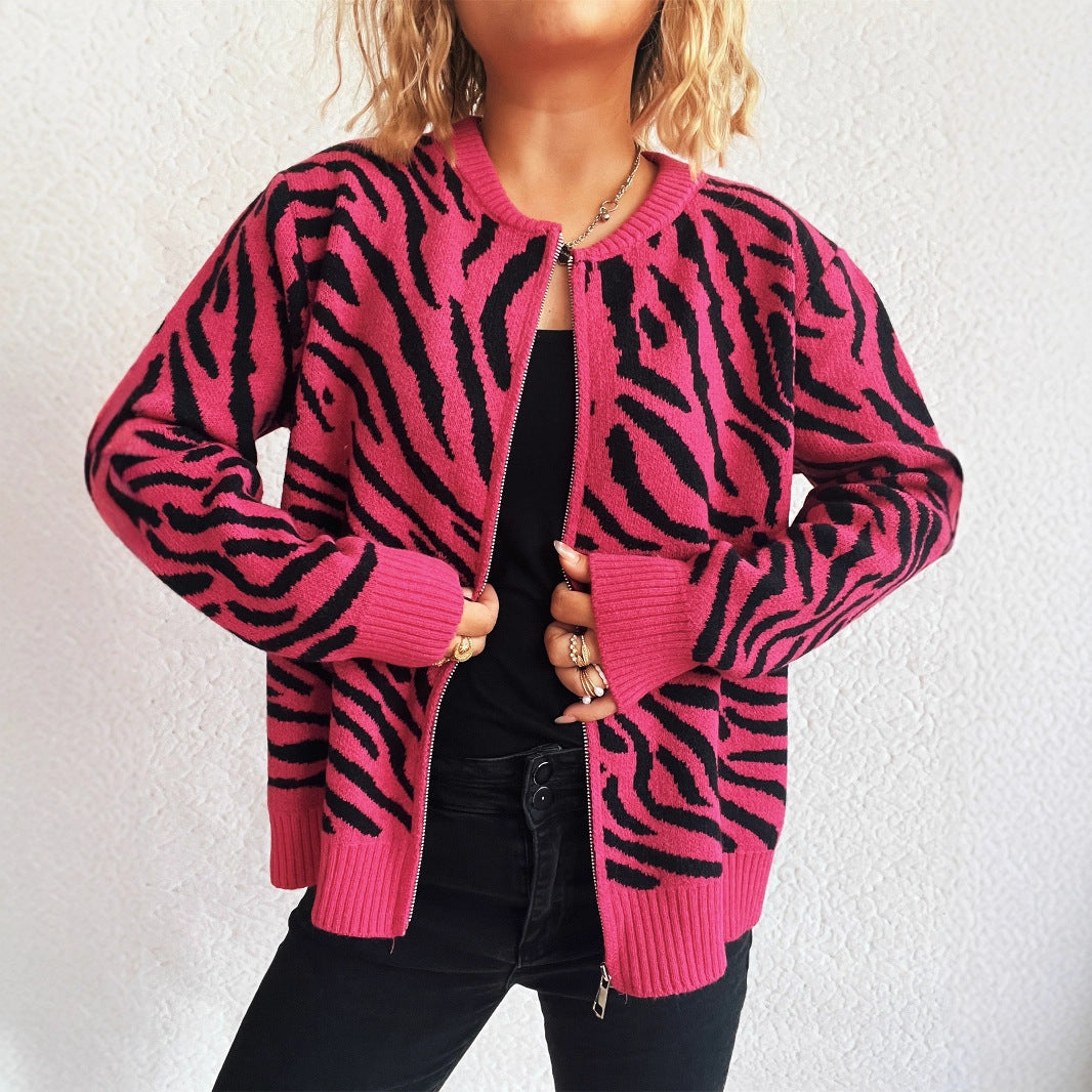 Zebrarandig damtröja – rund hals & lös passform