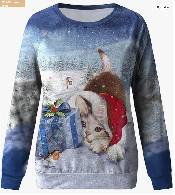 Jultröja för Damer – Mysig Rundhalsad Sweatshirt med Festligt Tryck