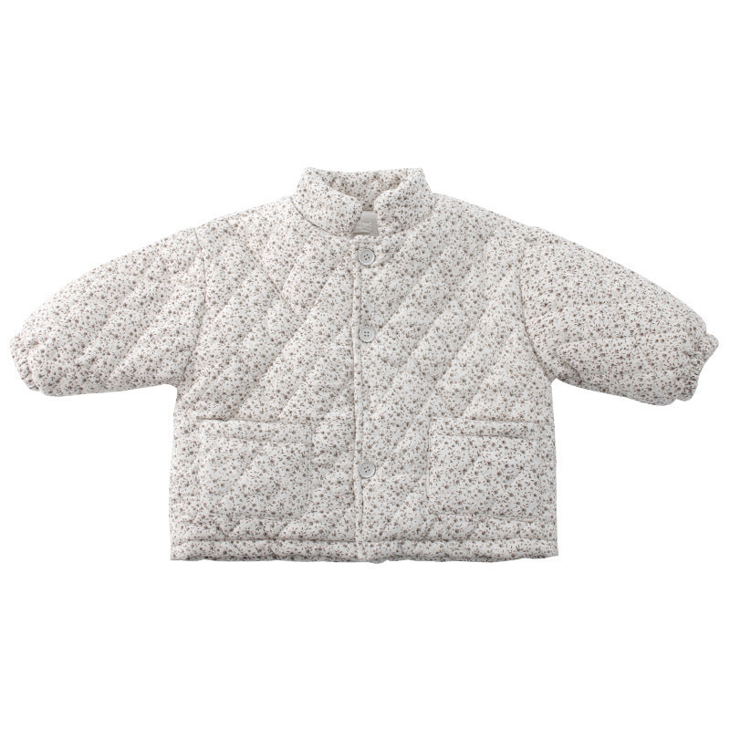 Tjockfodrad blommig barnjacka