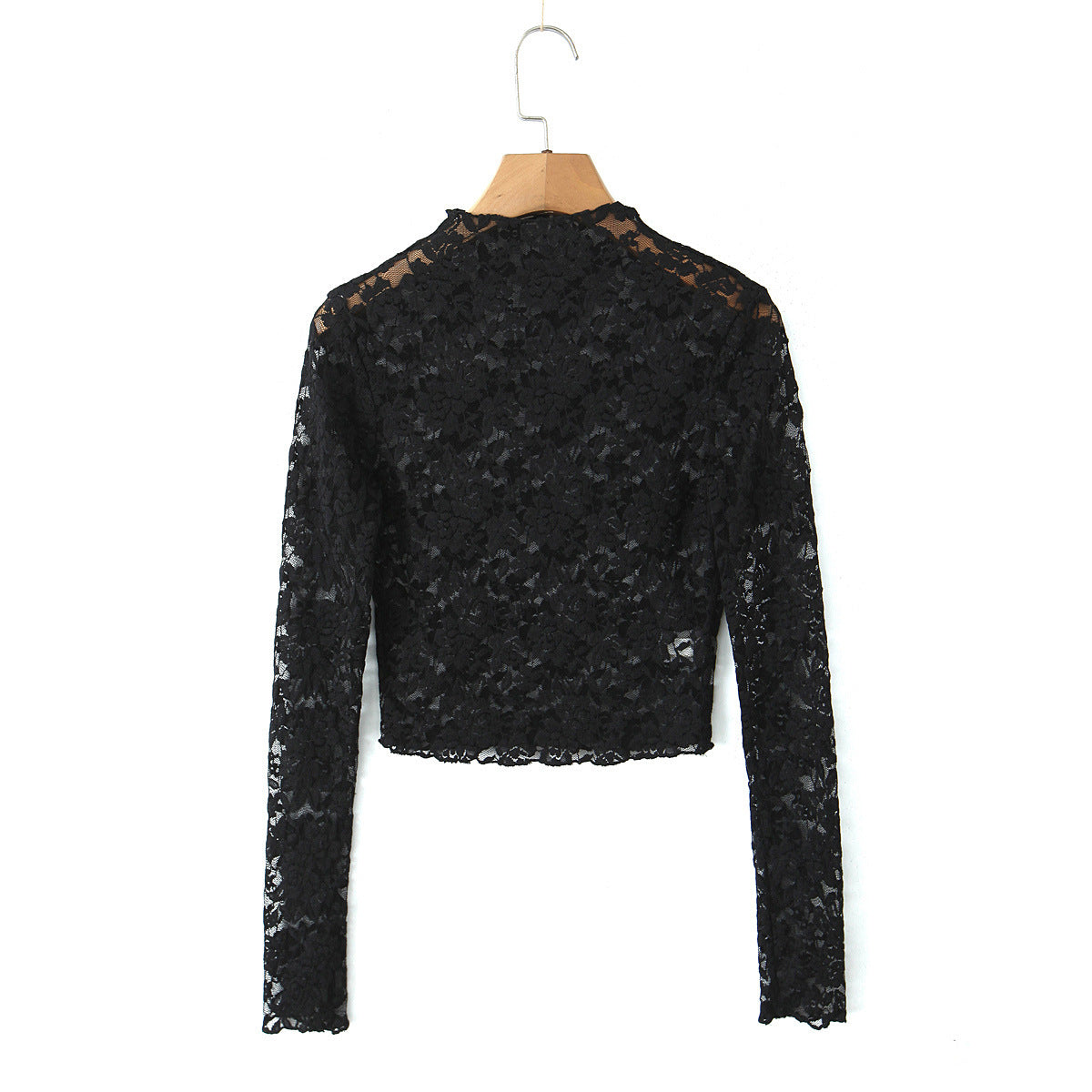 Vit spets-croptop med lång ärm – Elegant & feminin för fest och vardag