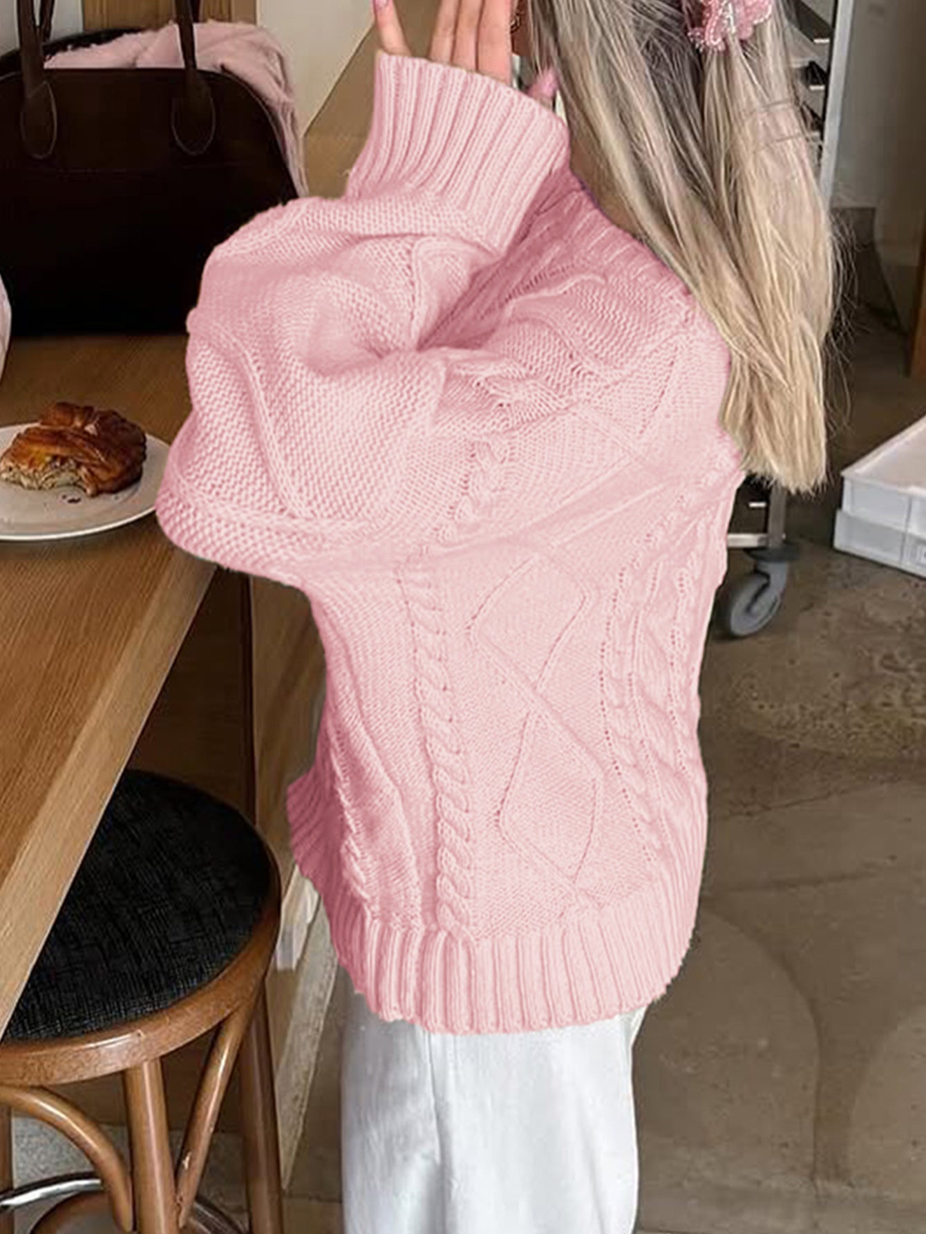 Tjock Stickad Pullover för Dam