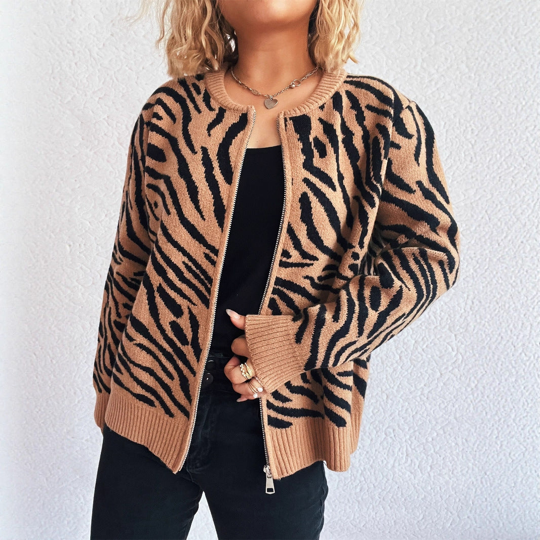 Zebrarandig damtröja – rund hals & lös passform