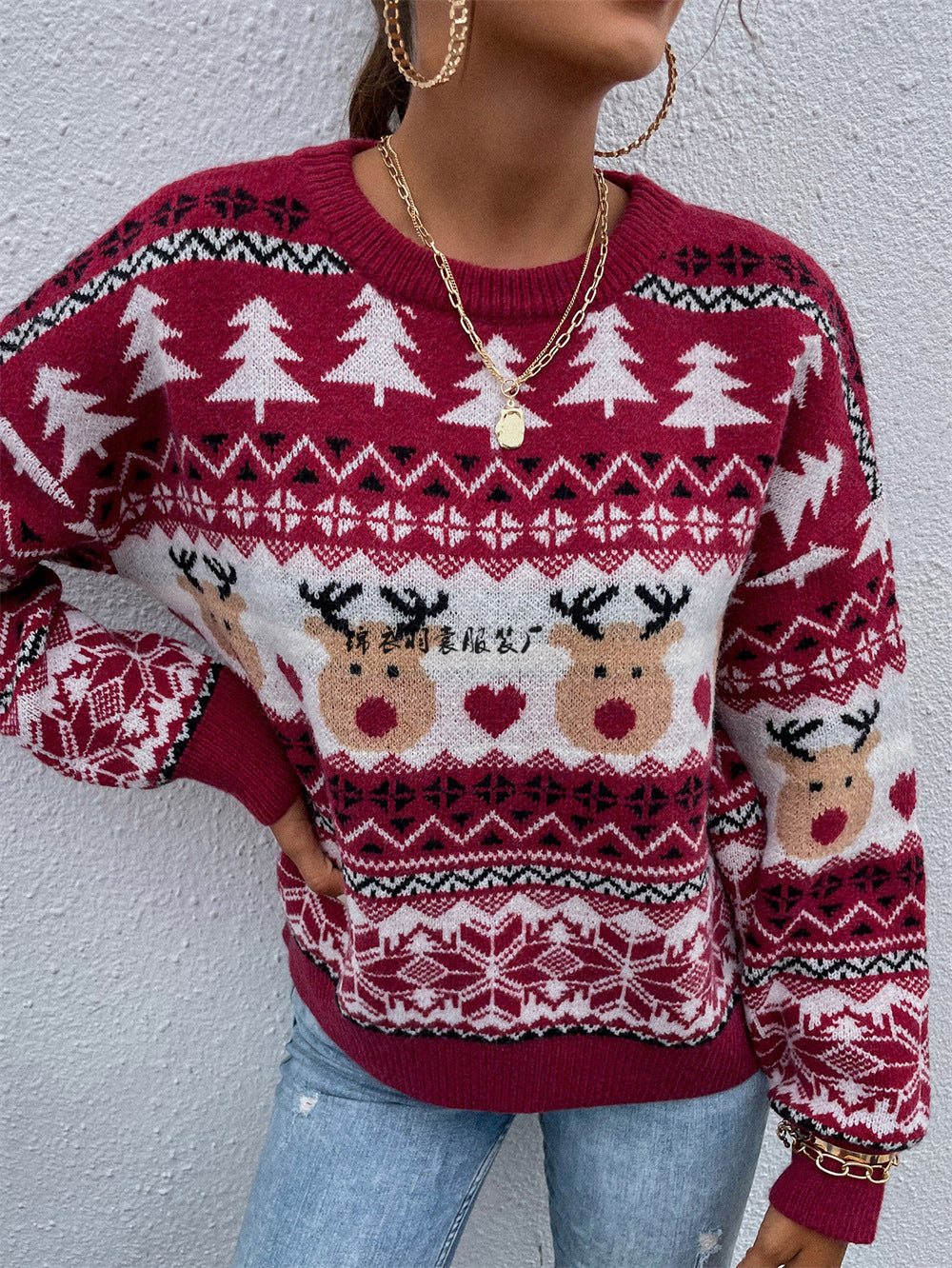 Röd Jultröja – Varm & Festlig Stickad Holiday Sweater